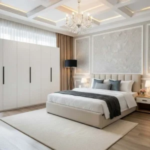 نيو ماروني دولاب ملابس 6 أبواب أبيض وودي