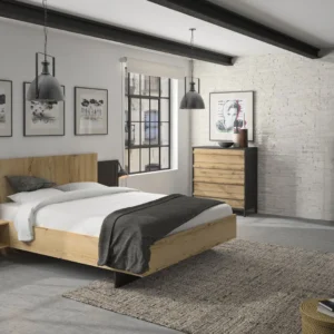 مميزان طقم غرفة نوم 160 × 200 بيج 4 قطع وودي