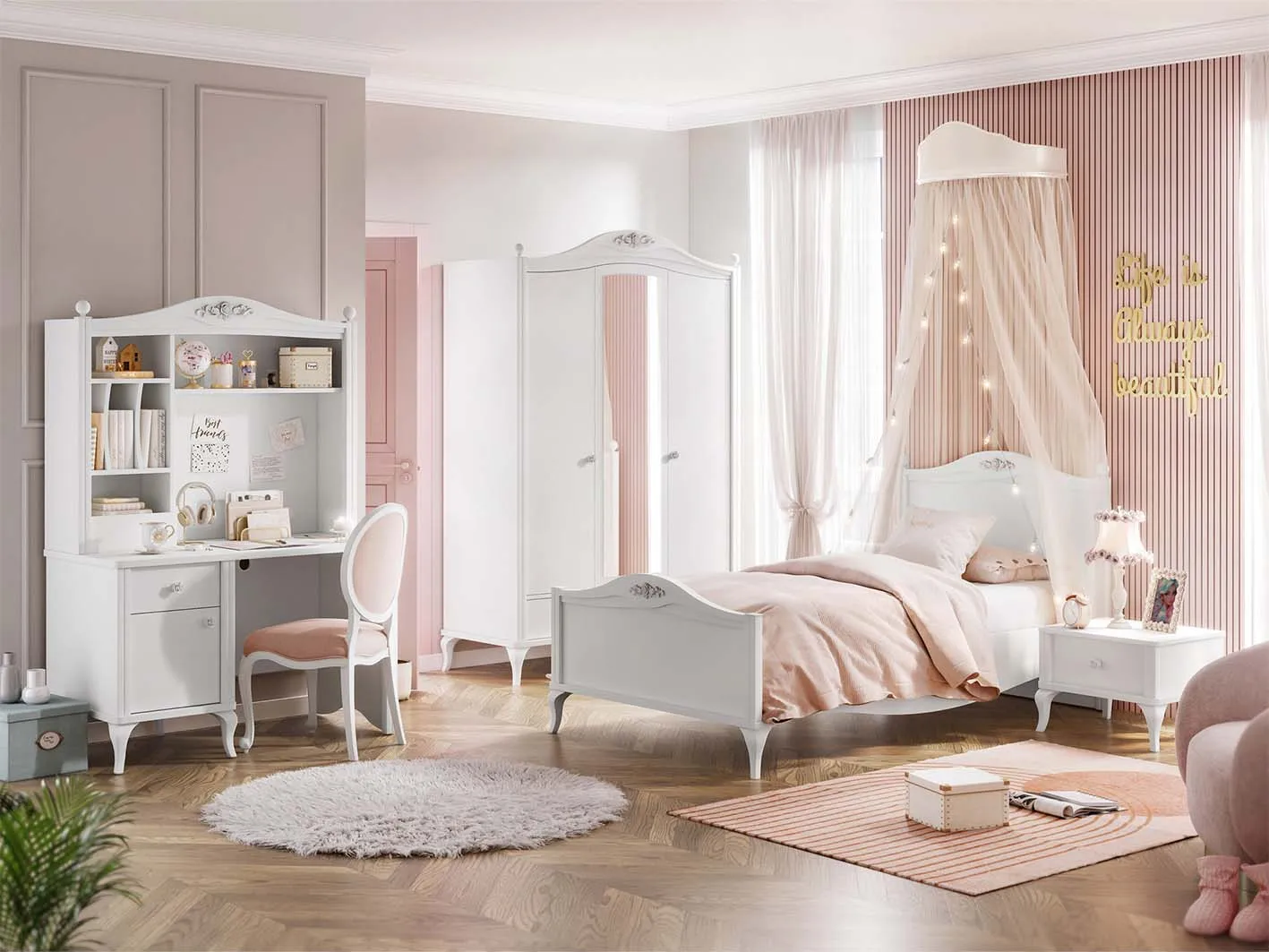 جاسمين سرير مفرد أبيض 100*200 سم وودي