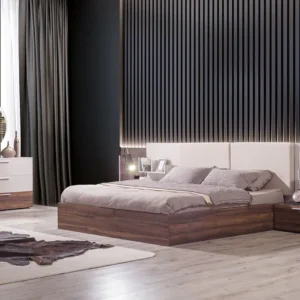 كالي طقم غرفة نوم 180×200 سم 6 قطع بني- كريمي وودي