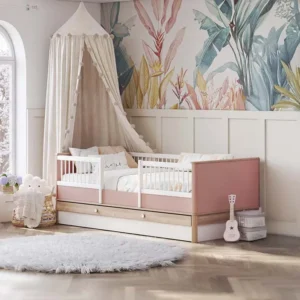 بونو سرير للأطفال الصغار 120×100 سم زهري وودي