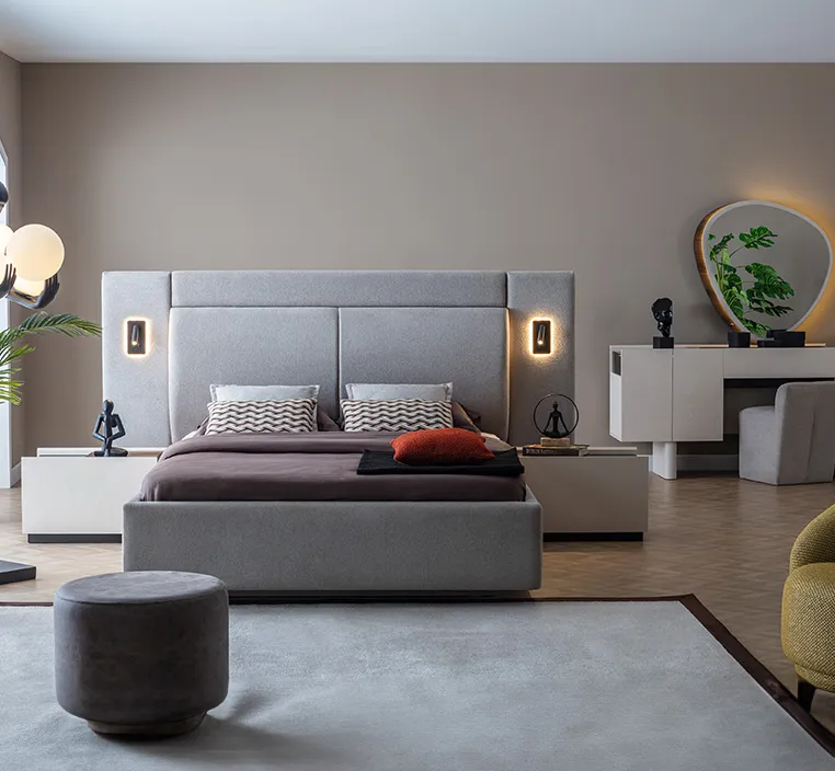 بونتي طقم غرفة نوم 7 قطع كريمي وودي