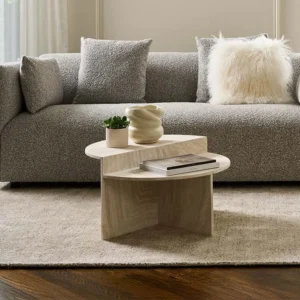 طاولة قهوة ريفولي ترافرتين بلون بيج