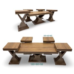 طقم طاولة كنب خشب فاخر بتصميم عصري